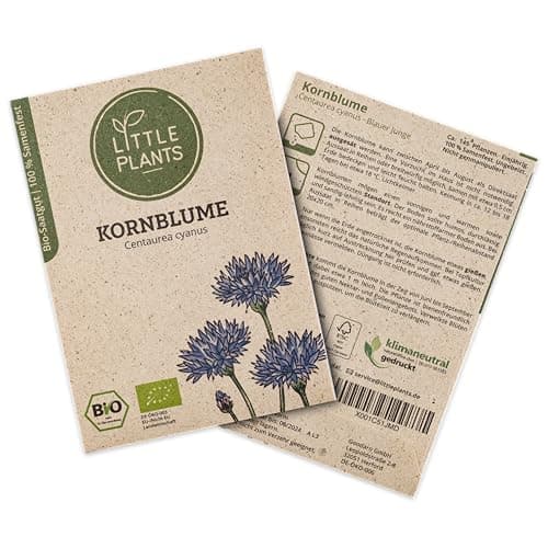 Little Plants BIO Kornblumen Samen, 145 Kornblumensamen, hohe Keimrate, 100% Natürlich, BIO Samen Kornblume für Blumengarten Blumenbeet Hochbeet – BIO Blumensamen Blumenwiese Nachhaltig Bio Öko