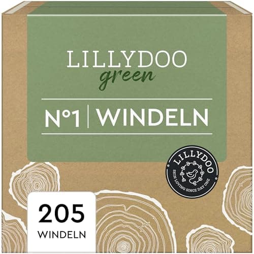 LILLYDOO green umweltschonende Windeln, Größe 1 (2-5 kg), Monatsbox (205 Stück) Öko
