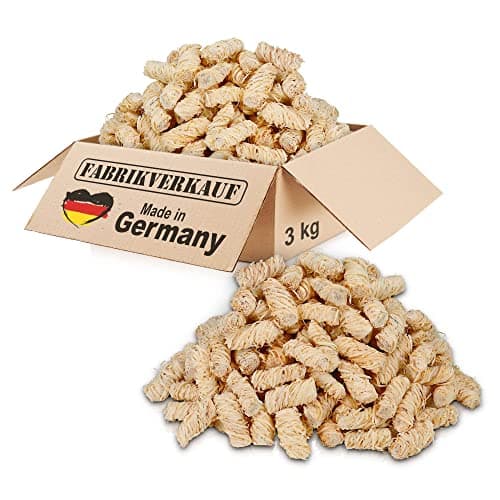 FABRIKVERKAUF Öko-Anzündwolle (3 kg) ca. 240 Stück, auch als (5kg+10kg), ökologische Grillanzünder, Kaminanzünder, Ofenanzünder, Holzwolle, Anzünder (3kg) Bio Öko Vegan
