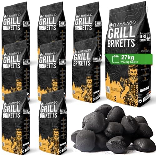 27 kg Grillbriketts (9 x 3 kg Säcke) Grillkohle Holzkohle Holzkohlebriketts Holzkohlegrill Grill