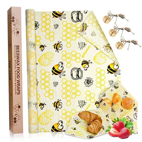 JOYBOY Bienenwachstücher,Bienenwachs-Wraps,Wiederverwendbare Bienenwachs Wraps Set aus 100*33 Wachspapier Nachhaltige Umweltfreundliche Wachstuch für Sandwiches Lebensmittel DIY Käse Obstverpackungen Bio Öko