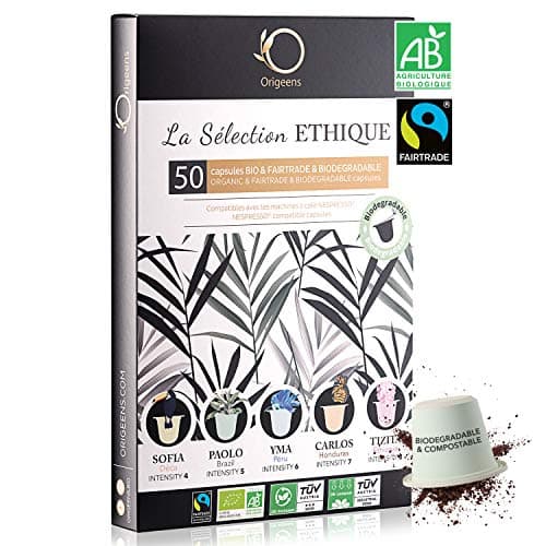 Nespresso Kapseln Kompatibel | BIO FAIRTRADE Arabica Kaffee in Kapseln Biologisch abbaubar | Premium Probierset mit 50 Kaffeekapseln | Traditionelle Röstung Bio Öko Vegan