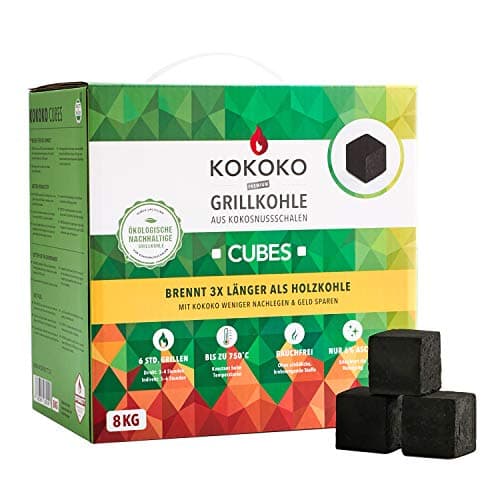 McBrikett KOKOKO CUBES Premium Grillkohle, 8 kg Bio Kokos Grillbriketts Bio Öko