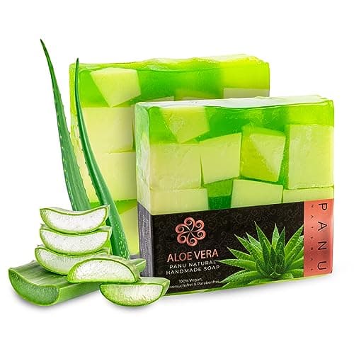 Panu Seifen Aloe Vera - Vegane Duschseife für alle Hauttypen - Naturseife als festes Duschgel und festes Shampoo - Premium Soap Bar - Natürlicher Duschbrocken als festes Duschgel Vegan
