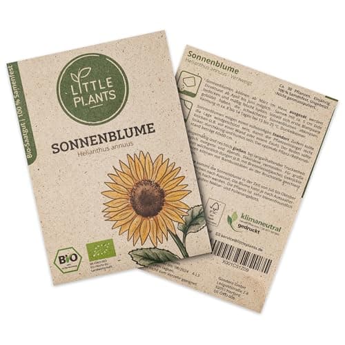 Little Plants BIO Sonnenblumen Samen, 30 Sonnenblumensamen, hohe Keimrate, 100% Natürlich, BIO Samen Sonnenblume für Blumengarten Blumenbeet Hochbeet – BIO Blumensamen Blumenwiese Nachhaltig Bio Öko
