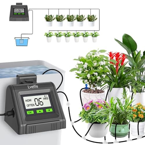 Lvelfe Automatische Bewässerung, Indoor Bewässerungssystem - Wasservolumen Einstellbar, Kann 11 Pflanzen Gießen, Tropfbewässerung Set für Zimmerpflanzen, Balkon Pflanzen, Topfpflanzen