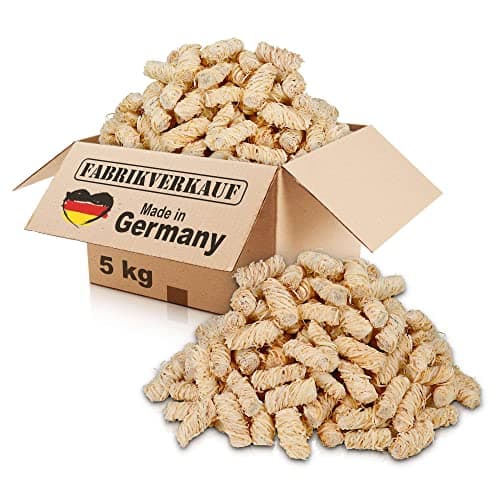FABRIKVERKAUF Öko-Anzündwolle (5 kg) ca. 400 Stück, auch als (3kg+10kg), ökologische Grillanzünder, Kaminanzünder, Ofenanzünder, Holzwolle, Anzünder (5kg) Bio Öko Vegan