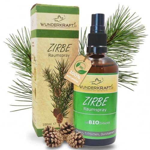 Bio Zirben Raumspray / 100ml / Kissenspray mit Zirbenduft/Alpenfrische mit natürlicher bio Zirbenöl/als Raumduft/Zirbenspray die Nr.1 in Zirbenholz Produkte Bio Öko