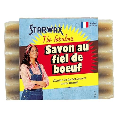 STARWAX THE FABULOUS – Gallseife Fleckenseife – Entfernt hartnäckige Flecken vor dem Waschen – Blut, Fett, Wein, Tinte, Gras – Natürlich & biologisch abbaubar – Seifenstück 100 g Bio Öko