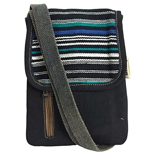 Sunsa Damen Umhängetasche. Nachhaltige Crossover Tasche. Vegane Kleine Messenger Bag mit mehreren Fächern. (schwarz) Öko Vegan