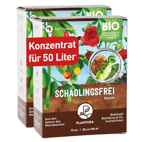 Plantura Bio-Schädlingsfrei Neem, effektive Schädlingsbekämpfung mit Neem, gegen Blattläuse, Thripse & Co. an Gemüse, Kräutern & Zierpflanzen, 150 ml Konzentrat für bis zu 50 L (600 m²) Bio