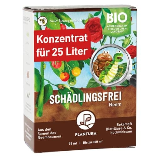 Plantura Bio-Schädlingsfrei Neem, effektive Schädlingsbekämpfung mit Neem, gegen Blattläuse, Thripse & Co. an Gemüse, Kräutern & Zierpflanzen, 75 ml Konzentrat für bis zu 25 L (300 m²) Bio