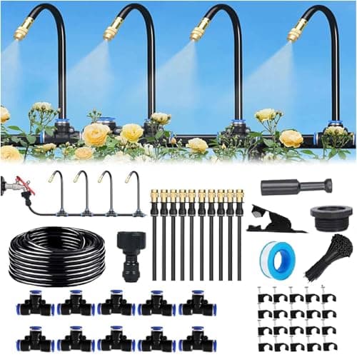 Automatisches Bewässerungssystem Garten 360 ° Automatische Bewässerung Schlauch, Nebelbewässerungskit, Einstellbare Düse, für Pflanzenbewässerung Garten und Balkontopfpflanzen im Freien (10M) Öko