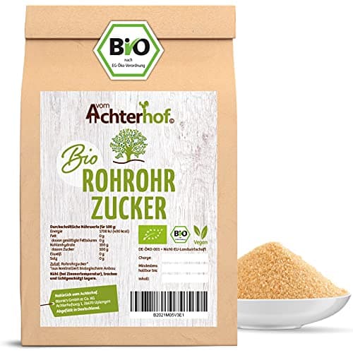 Rohrohrzucker BIO 1000g | Zucker aus kontrolliert biologischem Anbau | süß und lecker mit leicht malzigem Geschmack | angebaut in Südamerika | ideal zum Süßen von Speisen und Getränken | vom Achterhof Bio Öko