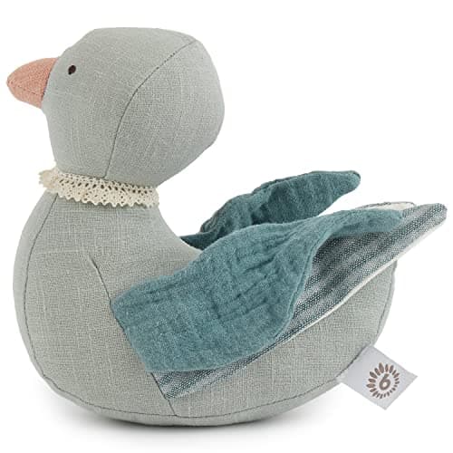 Bieco Enten Kuscheltier | 20 cm | Leinen & Baumwoll Stofftier für Babys | Plüsch Ente aus Leinenstoff & Musselin Öko