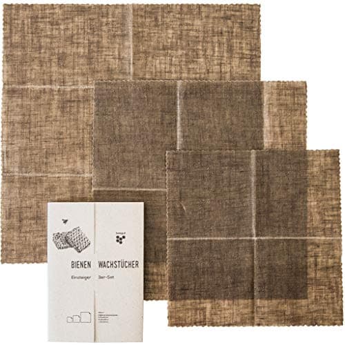 beegut Leinen Bienenwachstücher Set (3 Stück) aus Deutschland, nachhaltige Lebensmittelverpackung für Obst, Brot, Gemüse mit BIO Bienenwachs Bio Öko