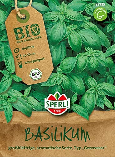 Sperli BIO Basilikumsamen 83785 – großblättrige Sorte im Typ "Genoveser" - Inhalt für circa 300 Pflanzen - Kräutersamen, Kräuterpflanzen, Saagut Bio