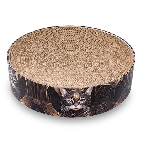 Petaureus Katzen Kratzmöbel Zylinder mit Inlay | Stilvoll & nachhaltig | Ø 40 cm | Kratzbrett aus recyceltem Karton mit wechselbarem Einsatz (1920 Art Deko Design) Öko
