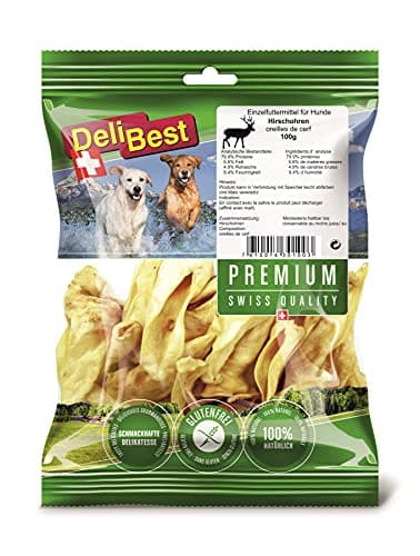 DeliBest Premium Hirschohren mit Malz I Kauartikel für Hunde zur Unterstützung der Zahngesundheit I Hunde Kauartikel zu 100% natürlich ohne chemische Zusätze I Hundesnacks 100 g