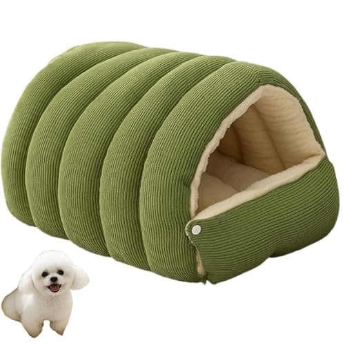 BeerMmay Abnehmbares und waschbares Winter-Katzenbett, 2025, Baumwollplüsch, faltbar, dick, für Indoor-Katzen, für Kätzchen, kleine Hunde, Welpen, mittelgroße Haustiere (Grün, M) Öko