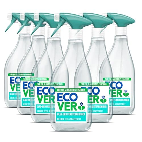 Ecover Glasreiniger Spray, für streifenfreie Fenster, grüner Tee- und Grapefruitduft, 6er Pack, 6 x 500 ml Bio Öko Vegan