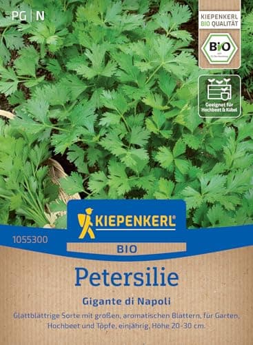 Kiepenkerl Petersiliensamen Gigante di Napoli 1055300 - BIO - Glattblättrige Sorte mit großen aromatischen Blättern - Pflanzen Samen, Saatgut, Kräutersamen Bio