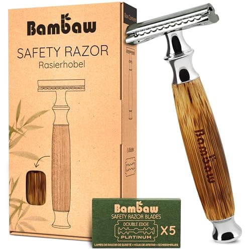 Rasierhobel Damen Und Herren | Safety Razor mit Bambusgriff | Naßrasierer Damen Und Herren | Rasierhobel | Einklingen Rasierer | Zero Waste Produkte | Eco Rasierer | Bambaw Öko
