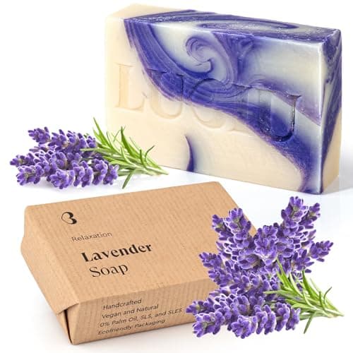 lubiu Lavendelseife Stück 100g - Naturseife Bio Ohne Zusatzstoffe und Palmöl - Lavendel Seife Handgemacht - Gesichtsseife & Handseife Fest & Duschseife Damen und Männer - Natur Seife Stück - Soap Bar Bio Öko