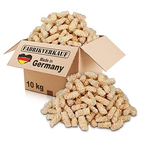 FABRIKVERKAUF Öko-Anzündwolle (10 kg) ca. 800 Stück, auch als (3kg+5kg), ökologische Grillanzünder, Kaminanzünder, Ofenanzünder, Holzwolle, Anzünder (10kg) Bio Öko Vegan