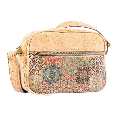 DeCarbonize Damen Crossbody Handtasche aus Kork Satteltasche Vegan Leder Nachhaltig (Marokkanischen Stil) Öko Vegan