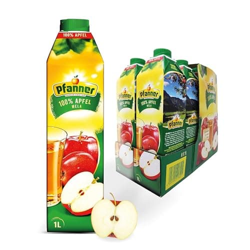 Pfanner 100% Apfelsaft (8 x 1 l) – vitaminreicher Saft aus Apfel – säuerlich-süßes Fruchtgetränk im Vorratspack – ohne Zuckerzusatz Bio
