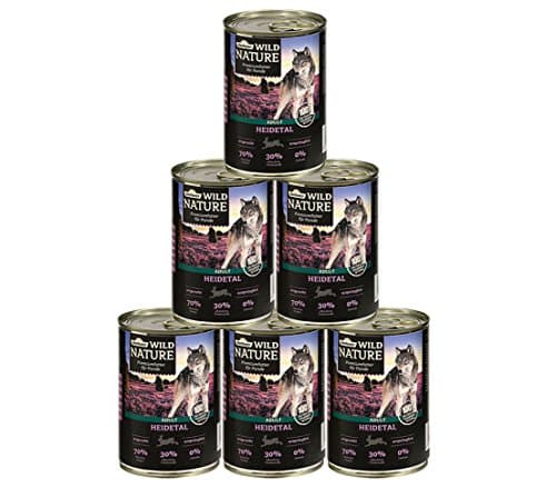 Dehner Wild Nature Hundefutter Heidetal, Nassfutter getreidefrei / zuckerfrei, für ausgewachsene Hunde, Lamm/Kaninchen, 6 x 400 g Dose (2.4 kg) Vegan