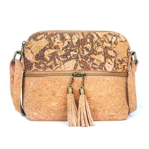 DeCarbonize Damen Handtasche Fusion aus Kork und Kaffeebohnen Recycelte Naturprodukt Vegan Leder Nachhaltig Korktasche Schultertasche Braun M (Mediterreanean Café) Öko Vegan