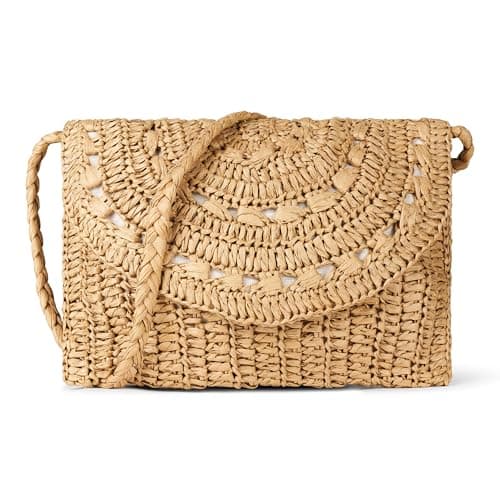 Karmagonia Umhängetasche im Boho Stil - handgemacht und nachhaltig aus Palmblättern - Sommer Strandtasche, Strohtasche, geflochtene Basttasche, Crossbody Bag für Damen Öko