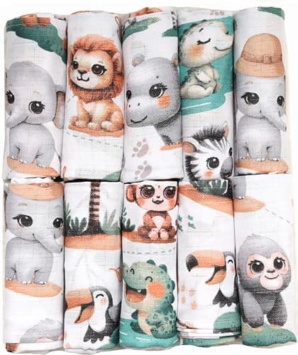 FENSILO Baby Mullwindeln | Mulltücher | Spucktücher - 10er Pack 70x80 cm für Baby und Neugeborene|Musselintücher für Jungen und Mädchen|Spucktücher aus Baumwolle|Reinigen|Abwischen und Abdecken 07