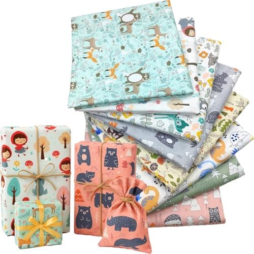 JClorix Deine Geschenke in Stoffverpackt, 8 Stück Baumwoll-Nachhaltige Geschenkverpackung mit Cartoon Designs, Wiederverwendbare Stofftüten für Geburtstag, Jubiläum & Familienfeiern (50 * 50cm) Öko