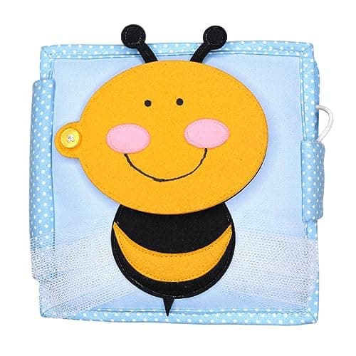 Jolly Designs – Kleine Biene - Mini Quiet Book – Montessori Spielzeug ab 6 Monaten – Motorik & Sensorik fördern – Handgefertigtes Filzbuch – Lernspielzeug für Kleinkinder – Busy Book für unterwegs Öko