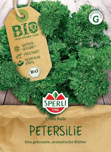 Sperli BIO Petersiliensamen, kraus - Kräutersamen für Kübel & Freiland, Zweijährig, Saatgut Bio, Grüne Perle Bio Öko