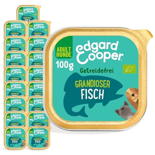 Edgard & Cooper Bio-Nassfutter für ausgewachsene Hunde – Bio-Fisch – 100 g (17er-Pack) – Frisches Fleisch, hoher Proteingehalt, gesunde und natürliche Zutaten Bio