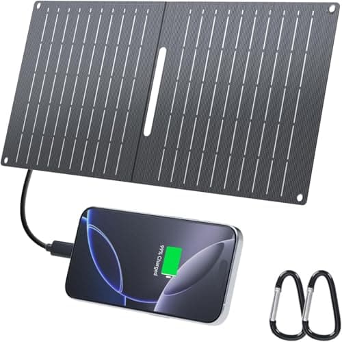 Ecosonique 15W Solar Ladegerät für Handy, IP67 Wasserdicht Faltbar Solarpanel für Handy,mit USB-A/USB-C für Camping Backpacking Kompatibel mit Handy, iPhone, Samsung Galaxy, Google Pixel, LG Öko