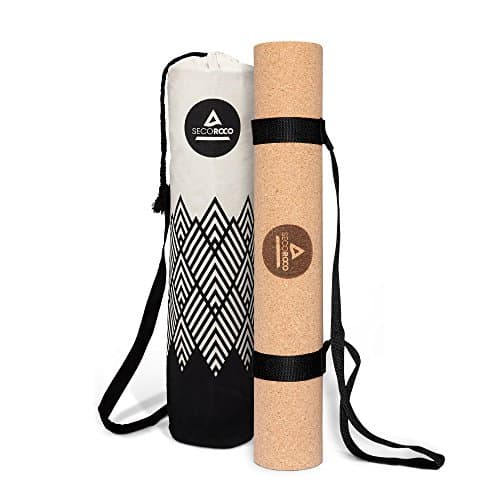 Yogamatte Kork - getestet mit SEHR GUT - 4 mm Stärke - vegan & nachhaltig - Yoga Matte aus Kautschuk und Kork inklusive Yogatasch Bio Öko Vegan