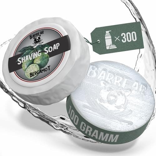 Barbear | Rasierseife de Luxe | 100g Jumbo Size | Vegane Rasiercreme-Alternative | Handgefertigt in Seifenmanufaktur | Power Formel für dichten Rasierschaum (Bergamot) Öko Vegan