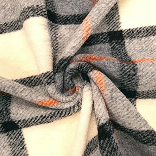 Karierter Wollstoff Cunis – Öko-Tex® - Bekleidungsstoff für Mäntel, Jacken und mehr mit großem Karo Muster – per Meter (Grau) Öko