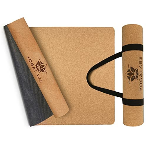 YOGALABS® Premium 2in1 Yoga-Matte Kork & Naturkautschuk inkl. Tragegurt 183x61x0,4cm - Yogamatte, Gymnastikmatte, Sportmatte rutschfest, nachhaltig, schadstofffrei - Fitness-Matte & Pilates-Matte groß Bio Öko