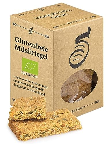 Bäckerei Spiegelhauer Bio Müsli-Riegel 250g glutenfrei 5 Stück vegan I Bio Nussriegel ohne Gluten, glutenfreie Müsliriegel Bio Vegan