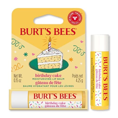 Burt's Bees Lippenbalsam mit dem Aroma von Geburtstagskuchen, feuchtigkeitsspendende Lippenpflege mit Bienenwachs & Vitamin E, 100% natürlichen Ursprungs, 4,25 g