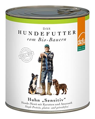 defu Hundefutter | 6 x 820 g | Bio Huhn Sensitiv | Premium Bio Nassfutter Menü | Alleinfuttermittel für Hunde Bio Öko