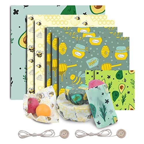 FOOLS ALIBAI Bienenwachstücher, 8er-Set – Bio-Bienenwachstücher – 100 natürliche und umweltfreundliche Bienenwachstücher, große Bienenwachstücher – wiederverwendbar – lebensmittelecht Bio Öko
