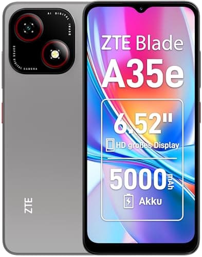 ZTE Blade A35e, Android-Handy,Smartphone ohne Vertrag: 2GB+64GB Speicher, Silvery Gray, 5000 mAh Batterie & 6.52" HD+Display