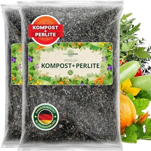 ORAGARDEN Kompost 6L – Komposterde für Pflanzen und Garten – mit Perlite für lockeren Boden Öko Vegan